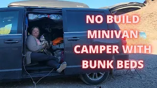 NO BUILD MINIVAN CAMPER TOUR: Minivan camper with freezer, bunk beds and built in window bug screen