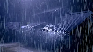 Night Thunderstorm Rain Sounds for Sleeping | Heavy Rainstorm on Tin Roof & Powerful Thunder Sounds
