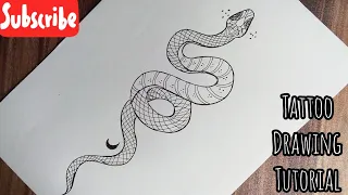 How To Draw A Snake Tattoo || Easy Tattoo Drawing