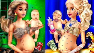 13 DIY Rich mom Barbie vs Broke mom Barbie / Pregnant Doll hacks and crafts