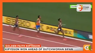 Faith Kipyegon wins 5,000m race in 14.53.88 at the World Athletics Championships in Budapest