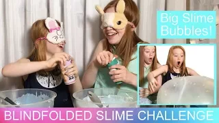 BLINDFOLDED Slime Challenge | Making Slime Blindfolded | BIG Slime Bubbles | Ruby and Raylee