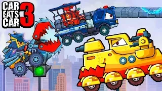 Прошли Все Уровни игры Car Eats Car 3 первыми злыми машинками и сразились с главным Боссом Жестянкой