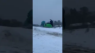 Guy on Sled Goes off Jump and Eats it! #shorts