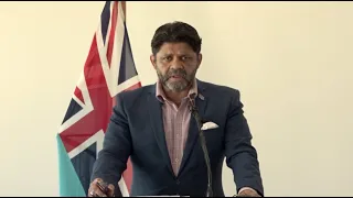 Fijian Attorney-General holds a press conference on the 2022-2023 National Budget Announcement date