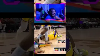 Lakers Fan Reacts To LeBron James gets trucked to the ground by Zion Williamson #shorts