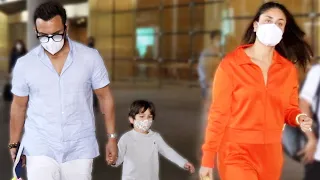 Saif Ali Khan, Kareena Kapoor & Son Taimur Arrives At Mumbai Airport