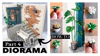 Part 4 Diorama Miniature Book Store | Scale Model Clay Flowers & Plants