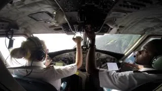 Winair DHC-6 Twin Otter Landing (Cockpit View) in Saba. The Shortest Runway in the World