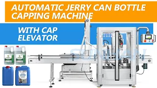 How To Use Automatic Jerry Can Bottle  Capping Machine With Cap Elevator