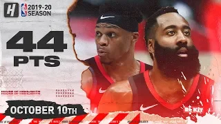 Russell Westbrook & James Harden EPIC Full Highlights vs Raptors (2019.10.10) - 44 Pts Combined!