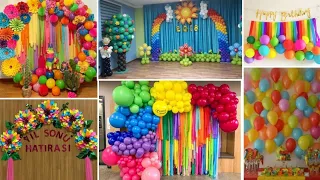 Simple Rainbow Birthday Party Decoration ideas | Rainbow Theme Birthday Decoration ideas