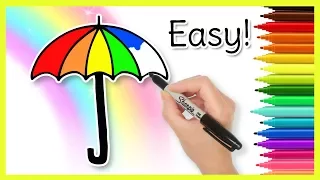 How to Draw an UMBRELLA! Toddler Learning Video