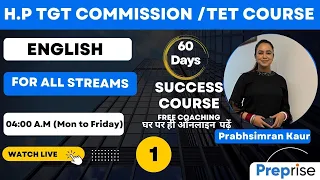 🔴English #01: HP TGT Commission/HP TET  By Prabhsimran Kaur Madam