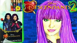 Disney DESCENDANTS 2 Draw NEW MAL Coloring with SCENTED Pencils and CRAYOLA Markers