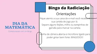 Bingo da Radiciação - 9º ano