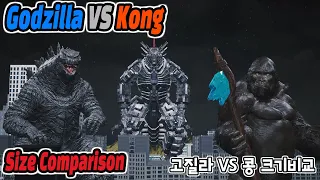 Godzilla VS Kong Size Comparison Fight 3D Animation (feat. MechaGodzilla 2021) 고질라VS콩 크기비교 3D애니메이션