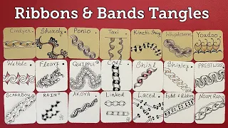 How to draw tangles - Ribbons & Bands Tangles  - Draw with CZT - Tangle Marathon - Day #22