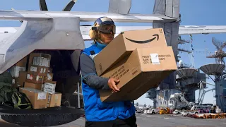 How US Aircraft Carrier Receives Amazon Deliveries in Middle of The Ocean