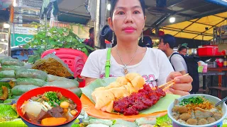 Beef Sandwich, Noodle Soup, Spring Roll, Rice Noodles, Meatball & More - Cambodia Street Food