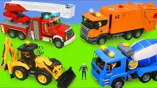 Excavator, Fire Truck, Garbage Trucks & Police Cars Toy Vehicles for Kids