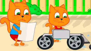 Cats Family in English - Homemade Motorcycle Cartoon for Kids