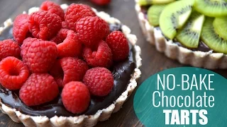 No Bake Chocolate Raspberry Tarts | HEALTHY DESSERT RECIPE ♡