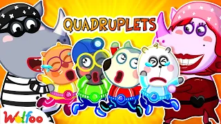 Adopting Quadruplets by Stranger Danger 👶 Wolfoo Rescue Adventure | Kids Cartoon 🌎 Wolfoo World