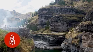 The 124-foot Bridge Woven by Hand