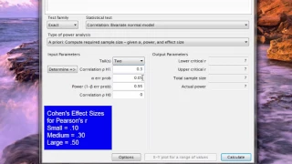 Power Analysis - Pearson r Correlation Coefficient Using G Power