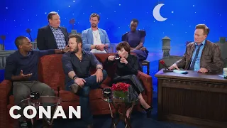 The "Avengers: Infinity War" Cast On The Captain America Virgin Theory | CONAN on TBS