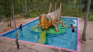 Build The Most Creative Beautiful Giant locusts, Swimming Pool & Fish Pond