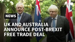 British and Australian leaders announce post-Brexit free trade deal | AFP