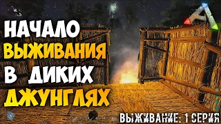 Выживание в АРК! | С чего начать в ark и строительство соломенного дома | 1 Серия