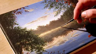 Painting a Misty Fall Scene: Acrylic Lake Landscape Tutorial - Paint with Ryan