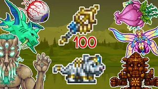 100 Desert Tiger Summons vs ALL Bosses | Terraria 1.4.2.3