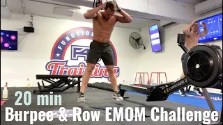 20 Min EMOM Rowing and Burpee Challenge: WHAT SCORE CAN YOU GET? // Workout #9