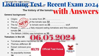 IELTS Listening Actual Test 2024 with Answers | 06.05.2024