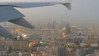 Amazing Emirates A380-800 Sunrise Landing in Dubai (Burj Khalifa View)