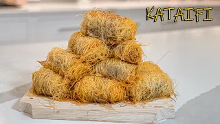 Kataifi  traditional Greek dessert with shredded phyllo and nuts