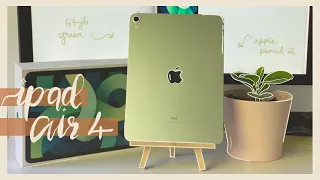 iPad Air 4 green 2020 🍏 Apple Pencil 2 unboxing (no music + eng cc)