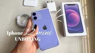 UNBOXING 🍎iPhone 12 mini purple, set up, accessories.AESTHETIC💜