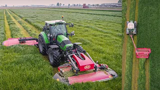 DEUTZ-FAHR 6160.4 TTV & FENDT 412 + VICON Extra 732R | KVERNELAND Taarup | Mowing reygrass