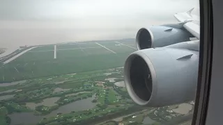 Lufthansa Airbus 380 landing Shanghai Pudong arriving from Frankfurt