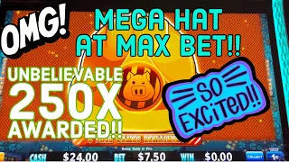 1st on YouTube to get 250X Bonus on Huff n more Puff & we got the MEGA HAT at Max Bet!