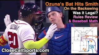 Marcell Ozuna's Backswing Hits Catcher Will Smith's Mask - A Rules Check & Baseball Math Proof