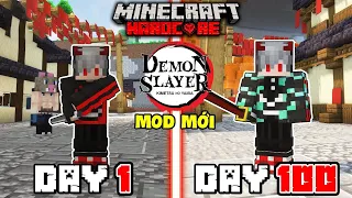 2 CÁ TÓM TẮT 100 NGÀY THANH GƯƠM DIỆT QUỶ TRONG MINECRAFT SIÊU KHÓ MOD MỚI