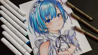 How to use Alcohol Markers and Sakura Pigma Micron pen (Coloring & Outlining Tutorial).