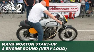 Manx Norton start-up & engine sound with megaphone exhausts