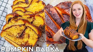 EASY Pumpkin Chocolate Babka Recipe | Soft & Fluffy Pumpkin Bread!